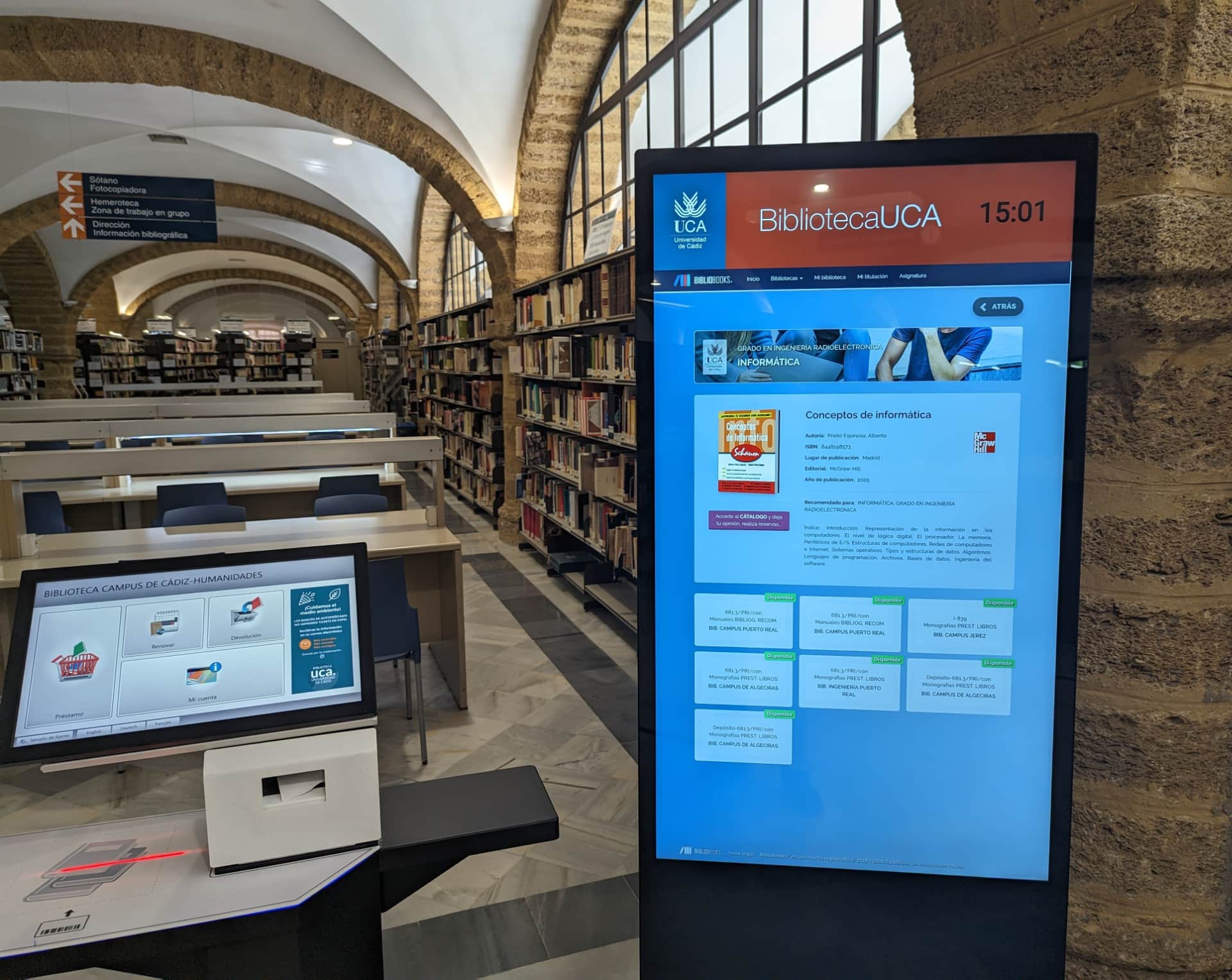 Totem mode - Humanities Library at the University of Cadiz